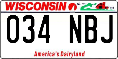 WI license plate 034NBJ