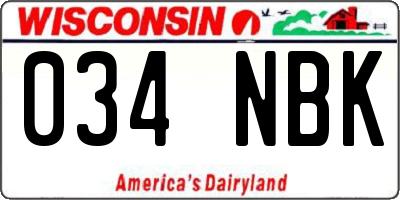 WI license plate 034NBK