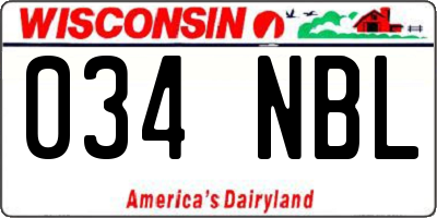 WI license plate 034NBL