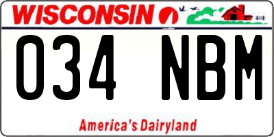 WI license plate 034NBM