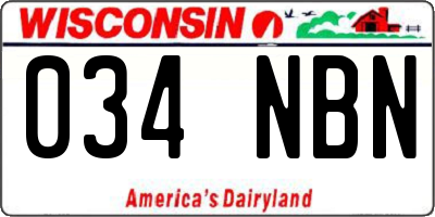WI license plate 034NBN