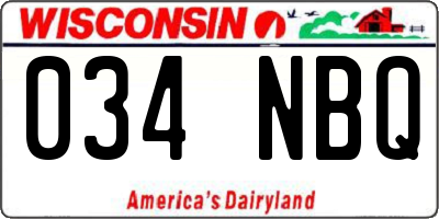 WI license plate 034NBQ