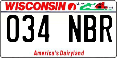WI license plate 034NBR