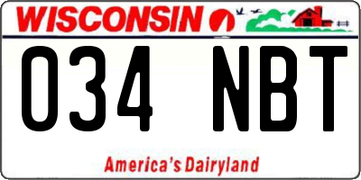 WI license plate 034NBT