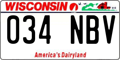 WI license plate 034NBV