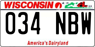 WI license plate 034NBW