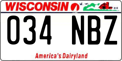 WI license plate 034NBZ