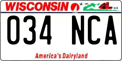 WI license plate 034NCA
