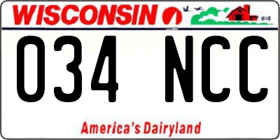 WI license plate 034NCC