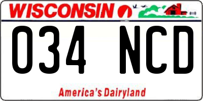 WI license plate 034NCD