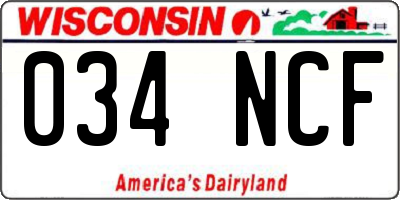 WI license plate 034NCF