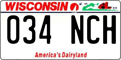 WI license plate 034NCH