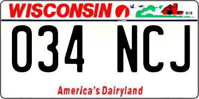 WI license plate 034NCJ