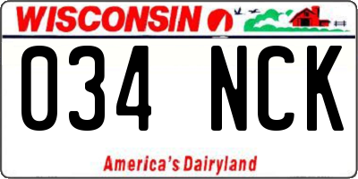 WI license plate 034NCK
