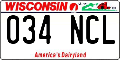 WI license plate 034NCL