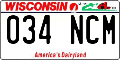 WI license plate 034NCM