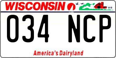 WI license plate 034NCP