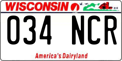 WI license plate 034NCR