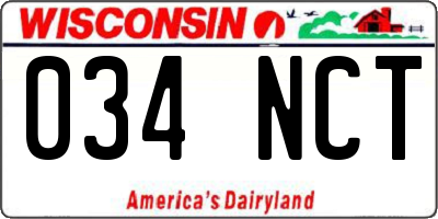 WI license plate 034NCT