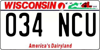 WI license plate 034NCU