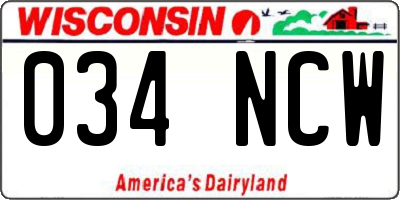 WI license plate 034NCW