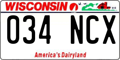 WI license plate 034NCX