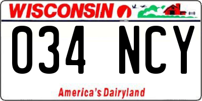 WI license plate 034NCY