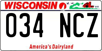 WI license plate 034NCZ
