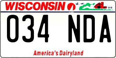 WI license plate 034NDA