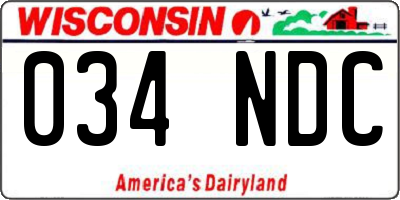 WI license plate 034NDC