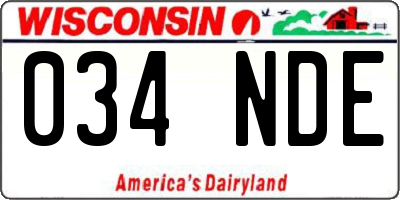WI license plate 034NDE