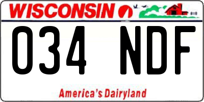 WI license plate 034NDF