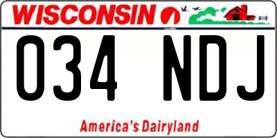 WI license plate 034NDJ