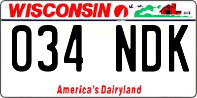 WI license plate 034NDK