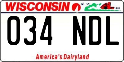 WI license plate 034NDL