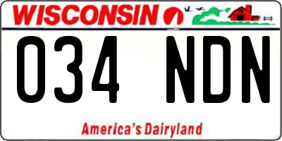 WI license plate 034NDN
