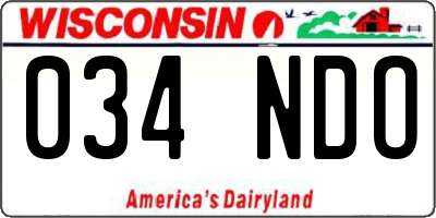 WI license plate 034NDO
