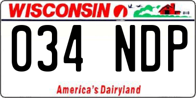 WI license plate 034NDP