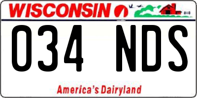WI license plate 034NDS