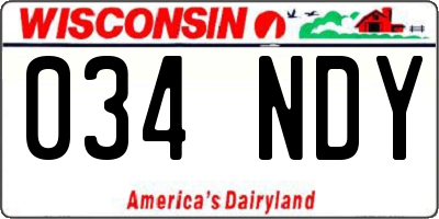 WI license plate 034NDY