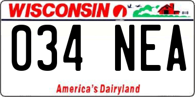 WI license plate 034NEA