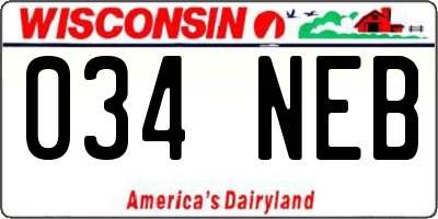 WI license plate 034NEB