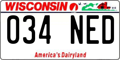 WI license plate 034NED
