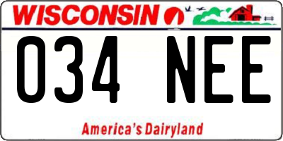 WI license plate 034NEE