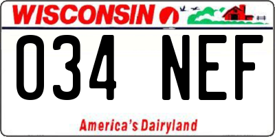 WI license plate 034NEF