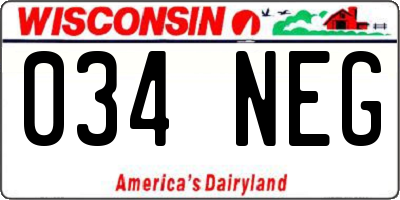 WI license plate 034NEG
