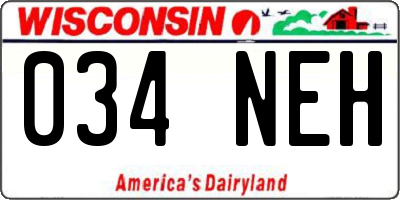 WI license plate 034NEH