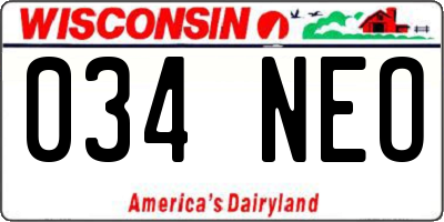 WI license plate 034NEO