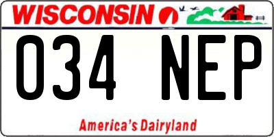 WI license plate 034NEP