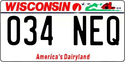 WI license plate 034NEQ